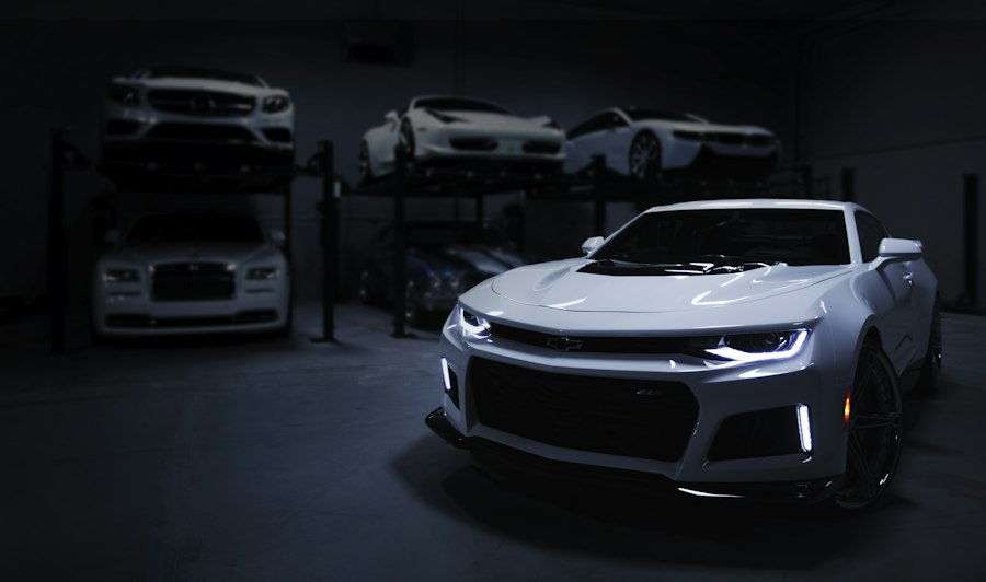A modern car displayed in a showroom
