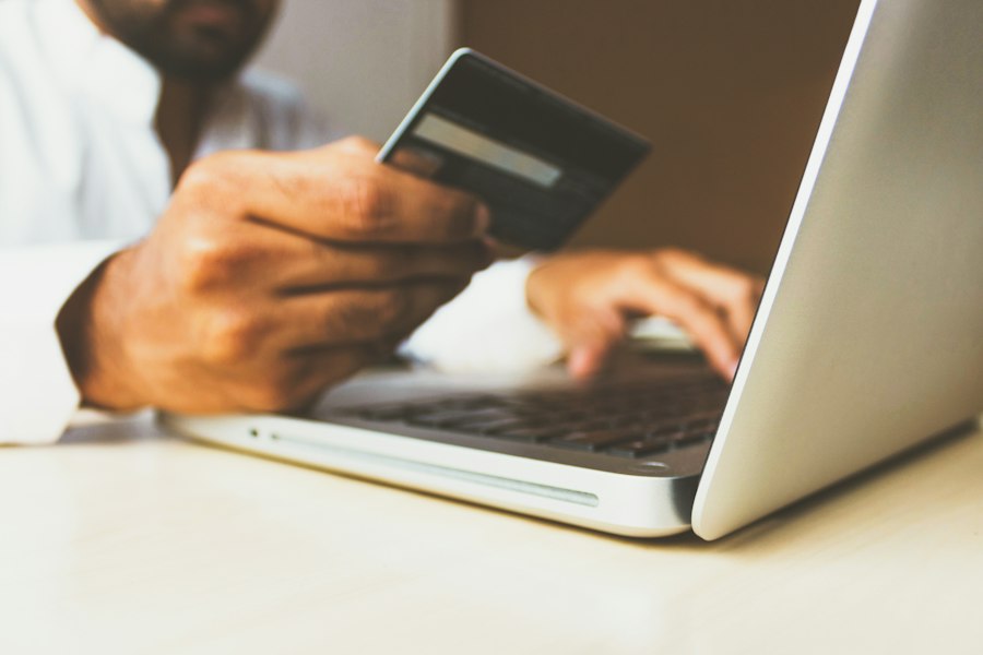 A customer making an online payment by card
