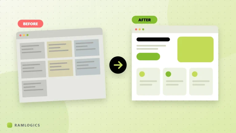 Website redesign before and after